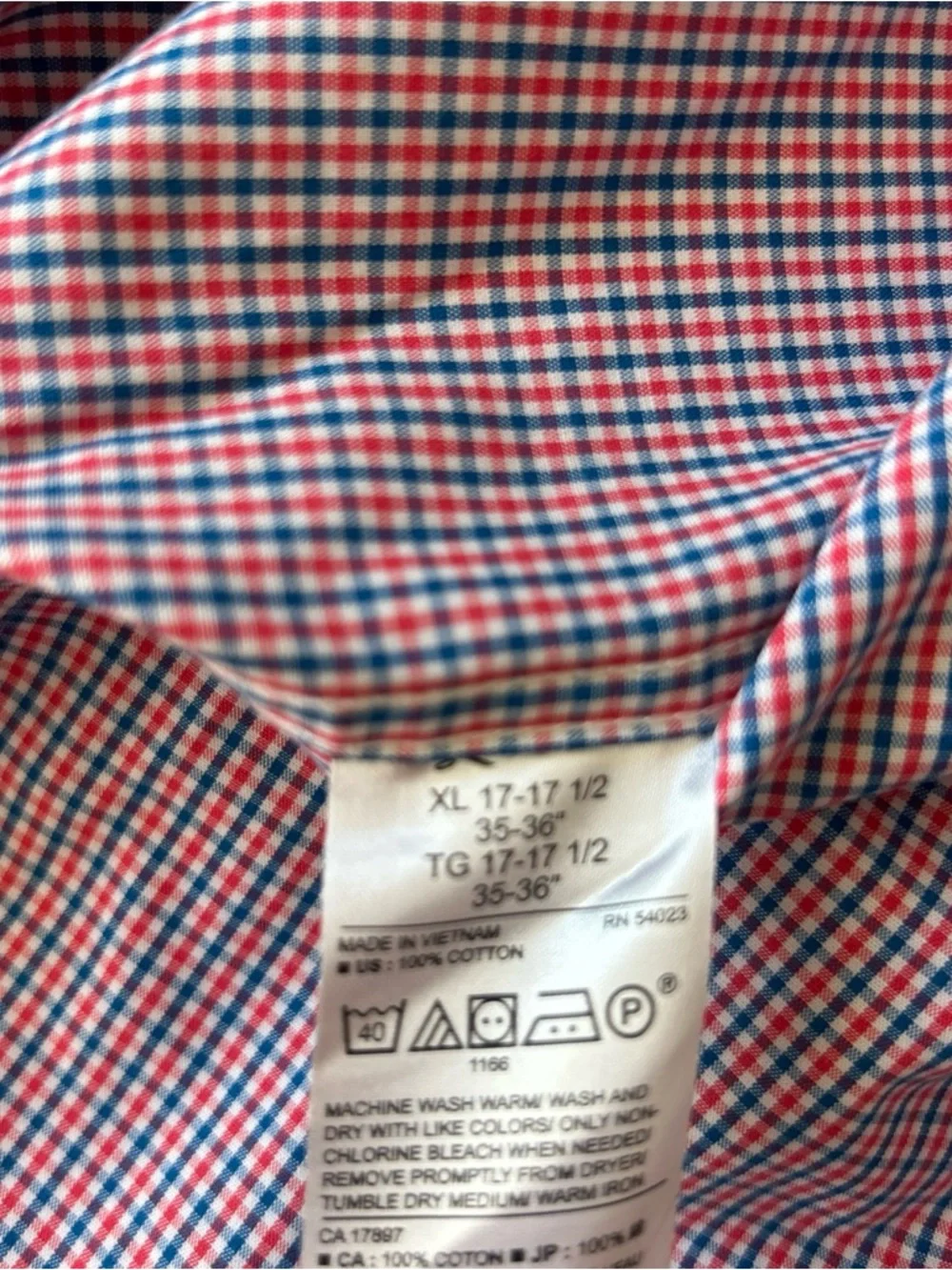 Banana Republic Men's Red and Blue Micro-Check Slim Non Iron Dress Shirt